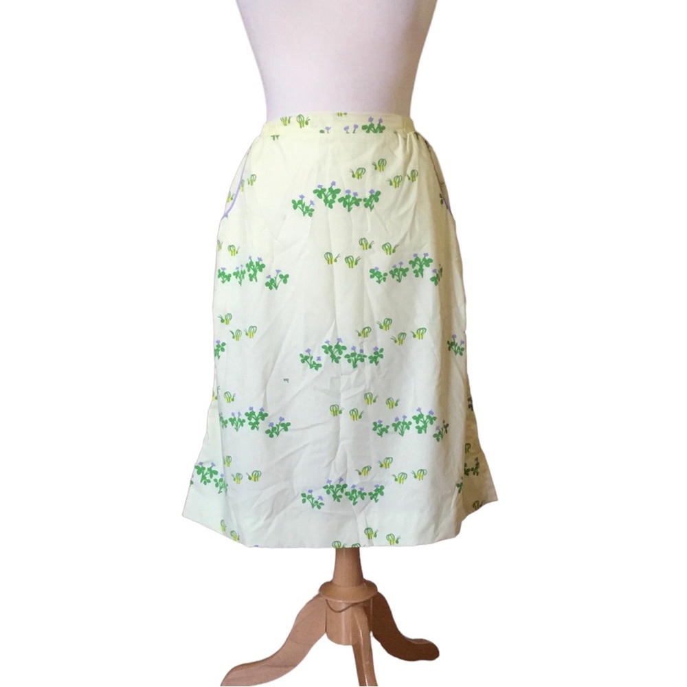 Vintage 70’s The Vested Gentress Yellow Floral Lined Skirt